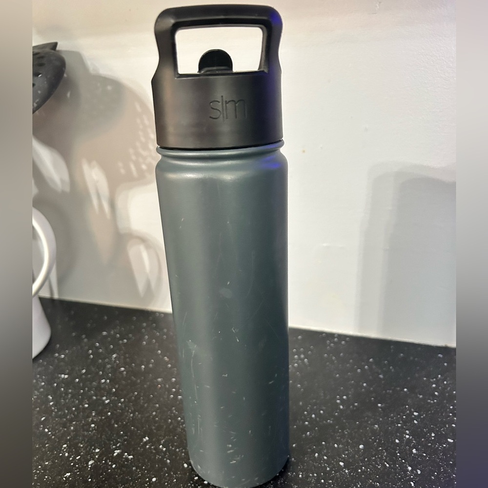 Simple modern charcoal grey stainless steel water bottle